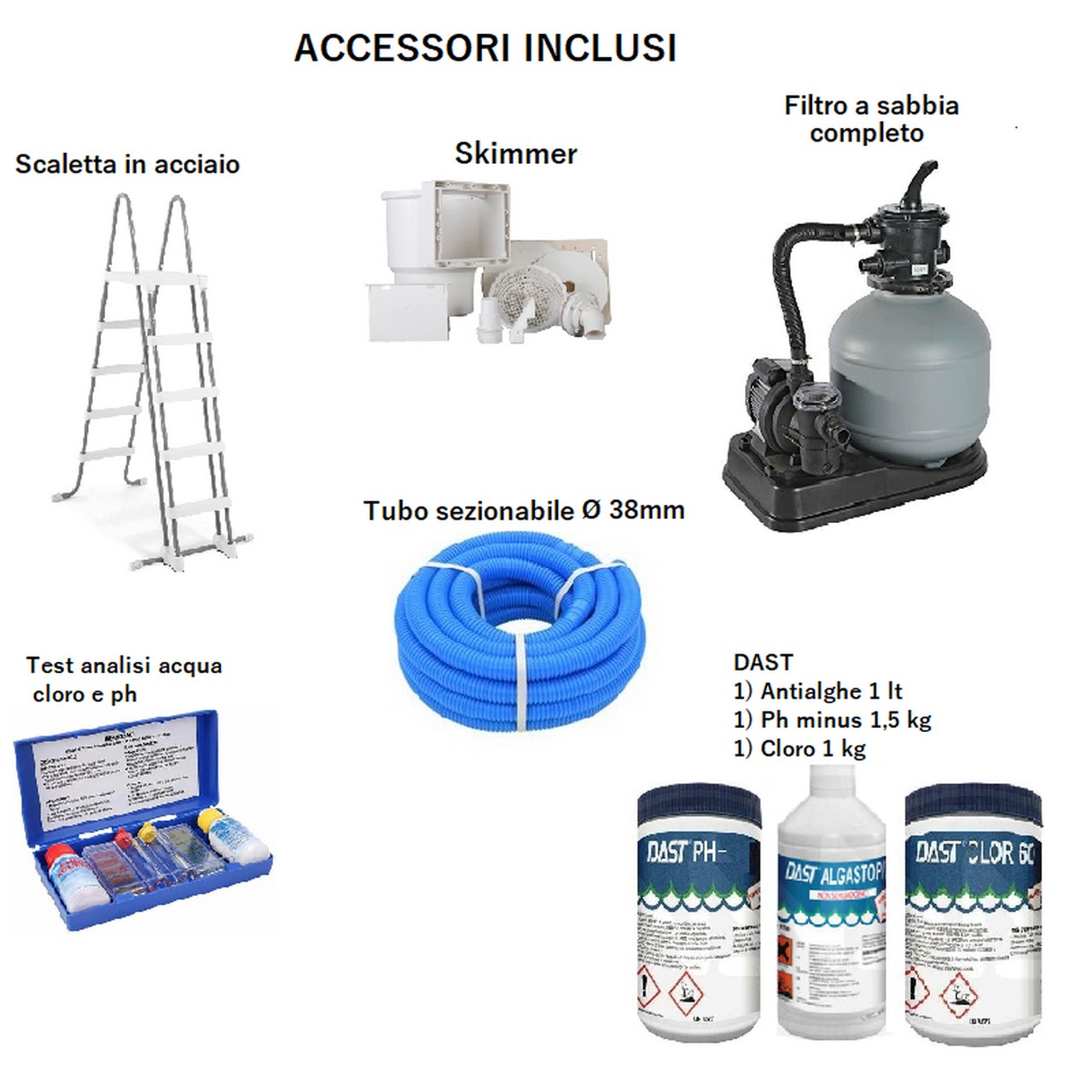 Piscina Lagos 2,70x3,90x100h completa di accessori